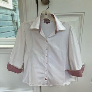 White 3/4 Sleeve Button Dress Dress Shirt